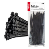 Colliers de serrage noirs 3,6 x 150 mm, lot de 100