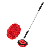 Brosse de lavage télescopique avec tête en microfibre et raccordement à l’eau