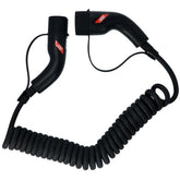 Câble de recharge spiralé Carpoint pour voiture électrique Type 2 vers Type 2, 32 A, triphasé, 6 mètres