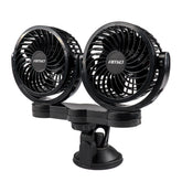 Ventilateur de voiture à double tête 4 pouces avec fixation par ventouse