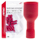 Cosses plates femelles isolées rouges de 6,6 mm de largeur