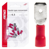 Cosse plate mâle isolée rouge de 6,3 mm de large