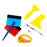 Kit d’outils pour la pose de film automobile avec raclettes et couteau de découpe