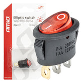 Interrupteur elliptique 12 V/230 V avec éclairage rouge