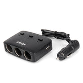 Prise allume-cigare triple avec deux ports USB-A