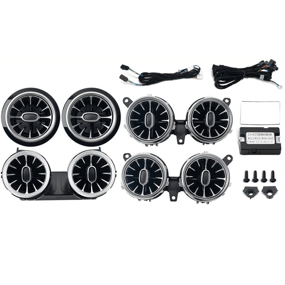 Éclairage d’ambiance pour buses d’aération – Mercedes A/CLA/C/E/GLC 15-25 kit complet avec buses d’aération et accessoires.