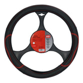 Couvre-volant Carpoint en similicuir PU, noir avec détails rouges, 37-39 cm