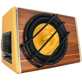 Subwoofer voiture 200W RMS – basses de coffre 3800W avec finition bois et grand haut-parleur