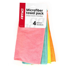 Lot de quatre chiffons en microfibre 30 x 30 cm pour l’entretien automobile