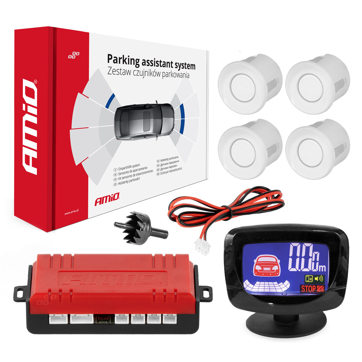 Assistant de stationnement LED-GRAF avec quatre capteurs blancs