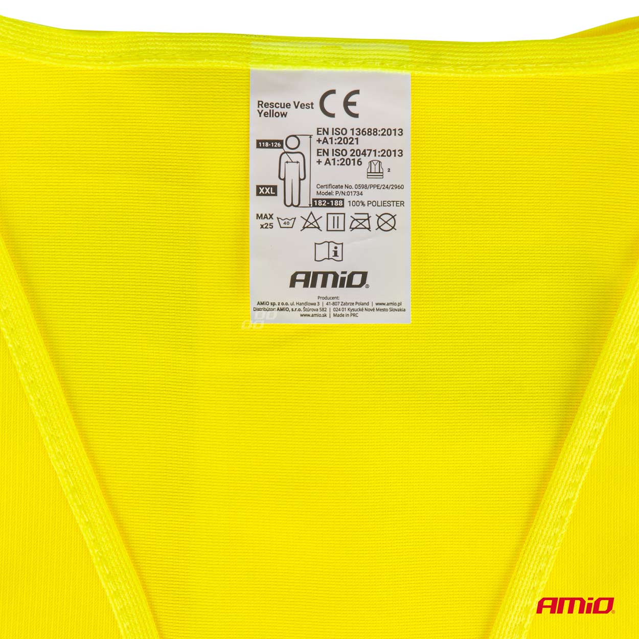 Sikkerhedsvest i gul polyester med refleksbånd