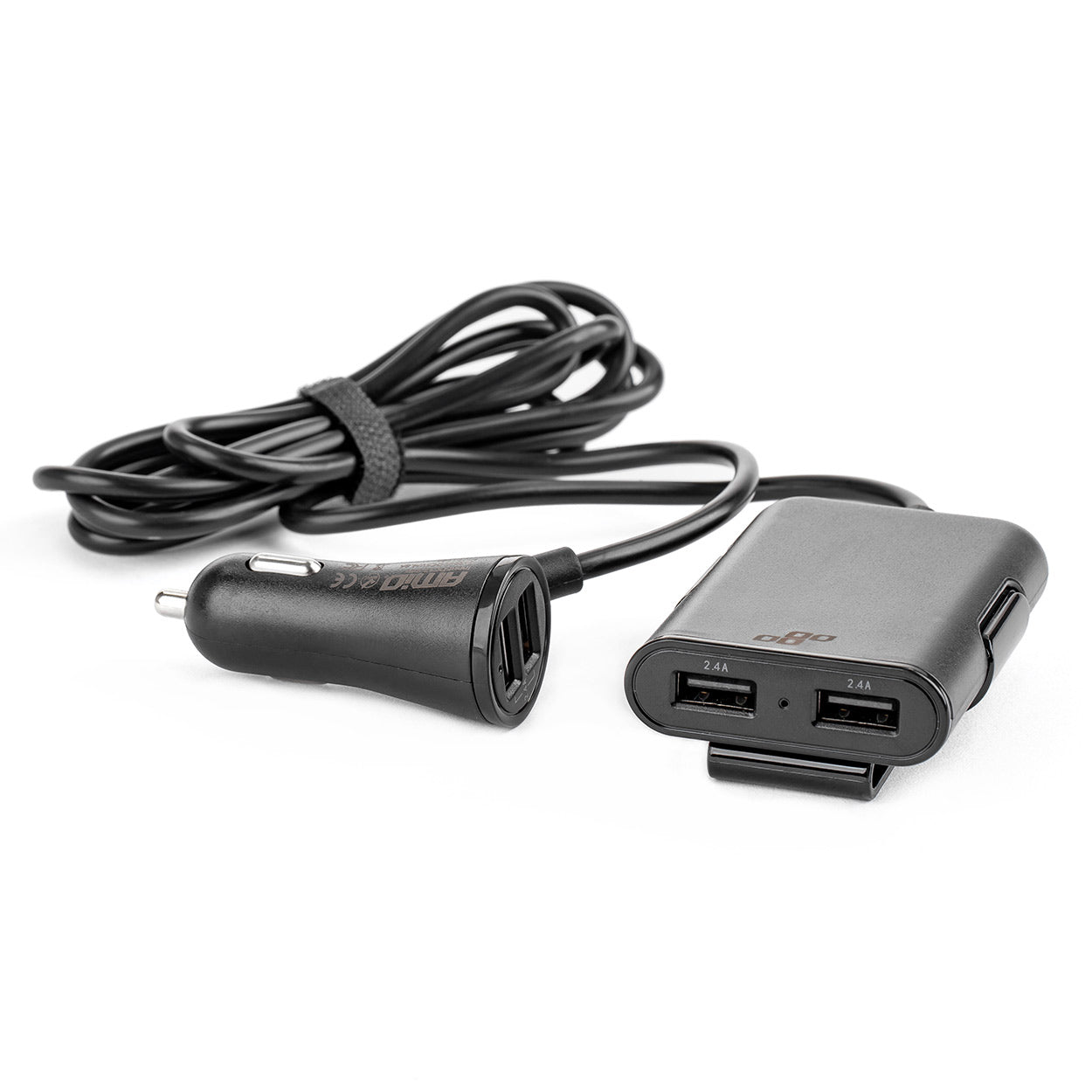 Chargeur USB pour voiture avec prises à l’avant et à l’arrière et quatre ports USB