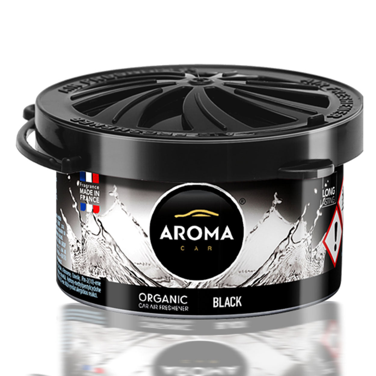 Aroma Organic Black parfum de voiture en boîte en aluminium