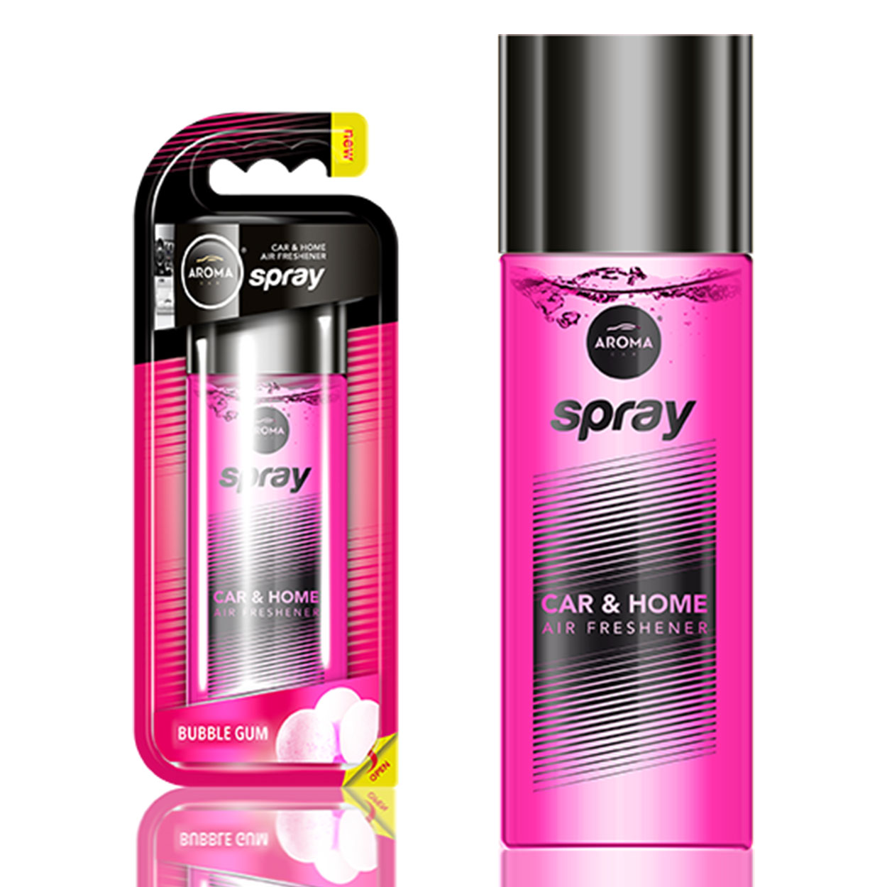 Spray parfumé pour voiture senteur bubble-gum en flacon en verre de 50 ml