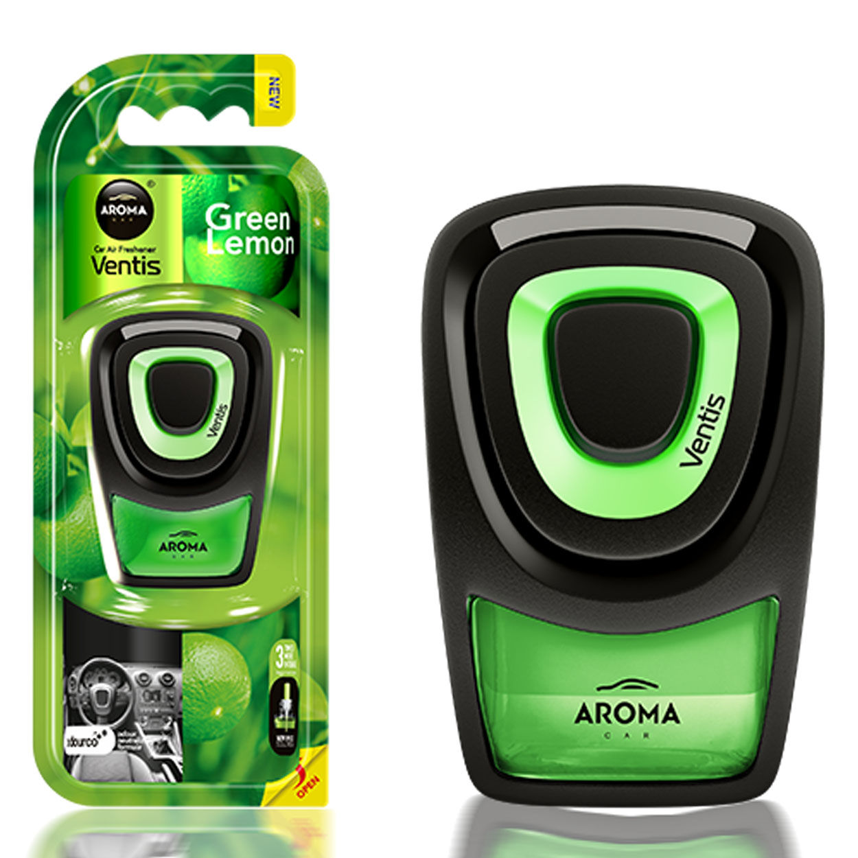 Désodorisant pour voiture Aroma Car Ventis Lemon Green pour grille de ventilation