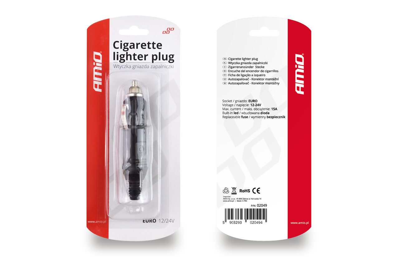 Détail de la prise allume-cigare EURO avec LED et fusible