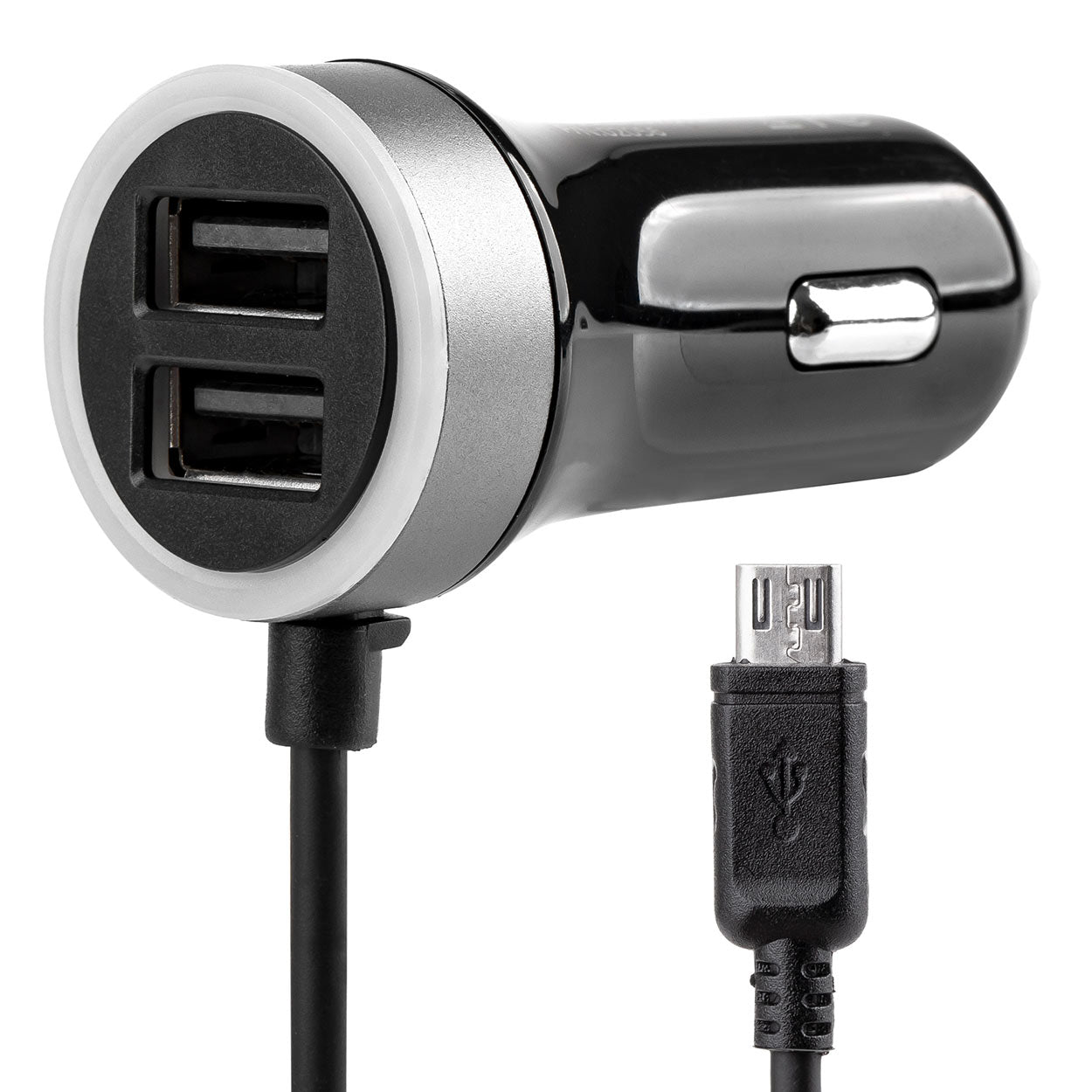 Chargeur USB pour voiture avec microUSB et deux ports USB