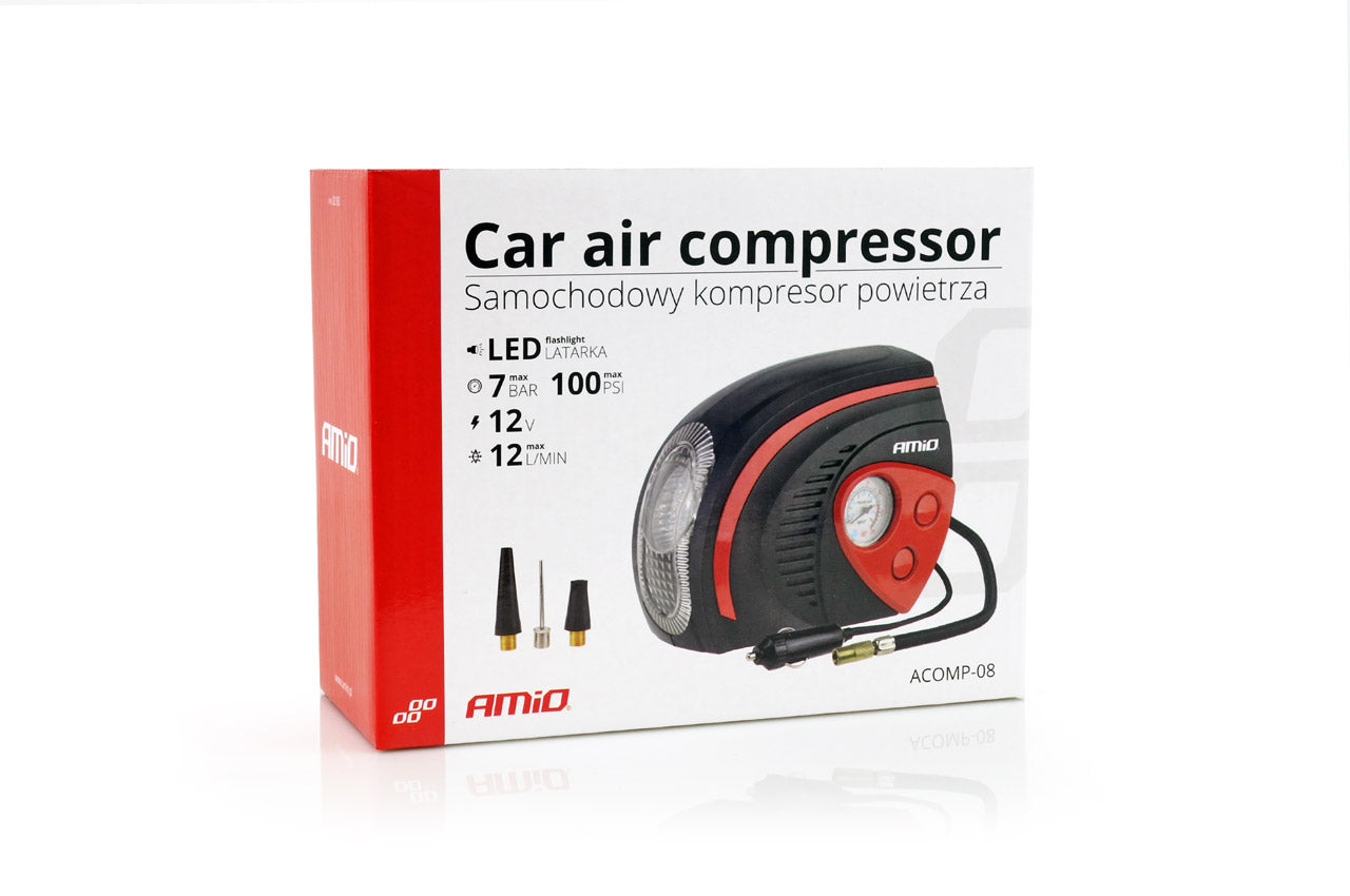 12 V bilkompressor med adaptere og nål