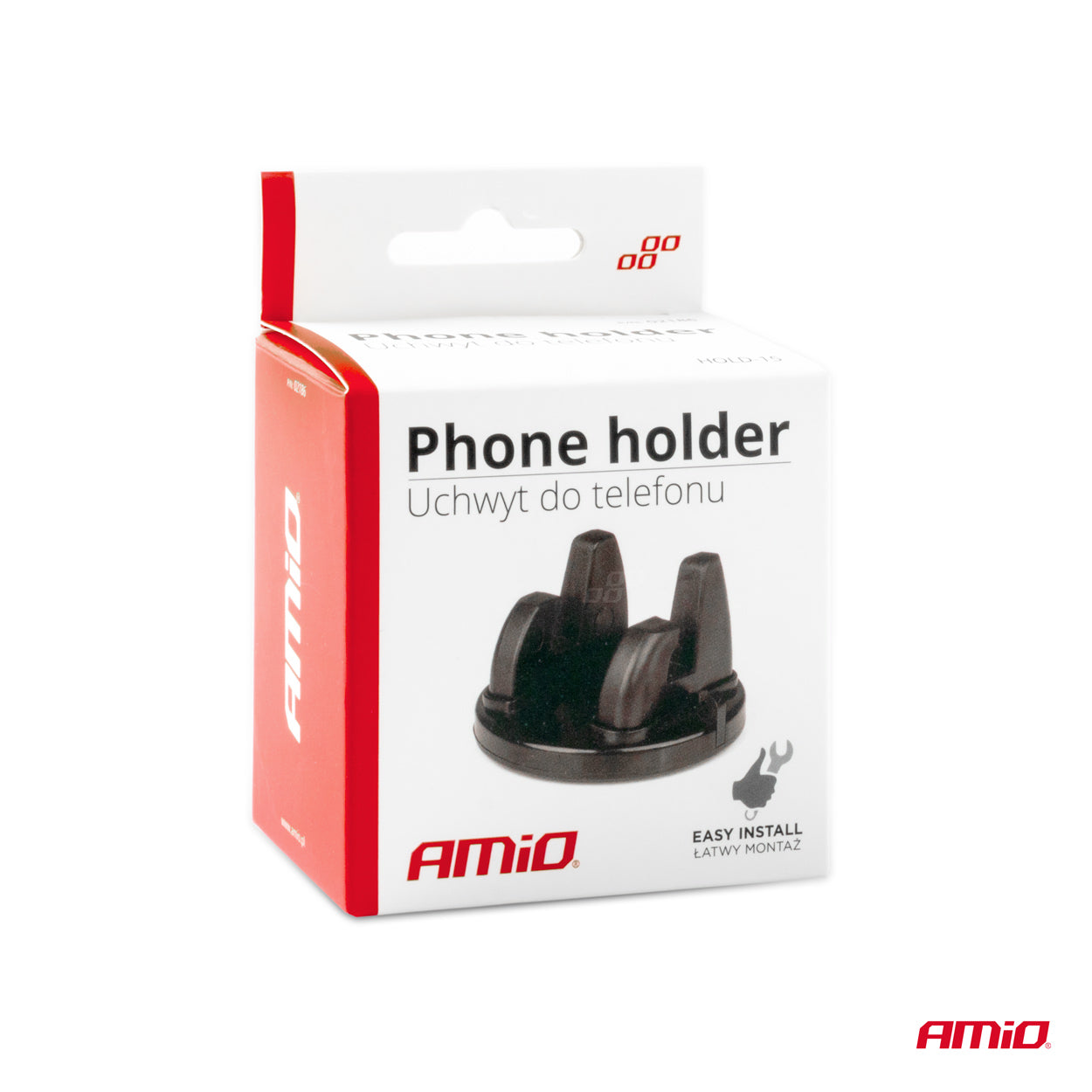 Telefonholder med gummidele til montering på instrumentbræt
