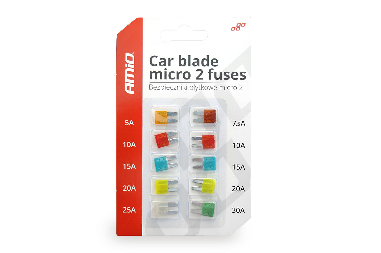 Lot de 10 fusibles à lame MICRO 2 de différents ampérages