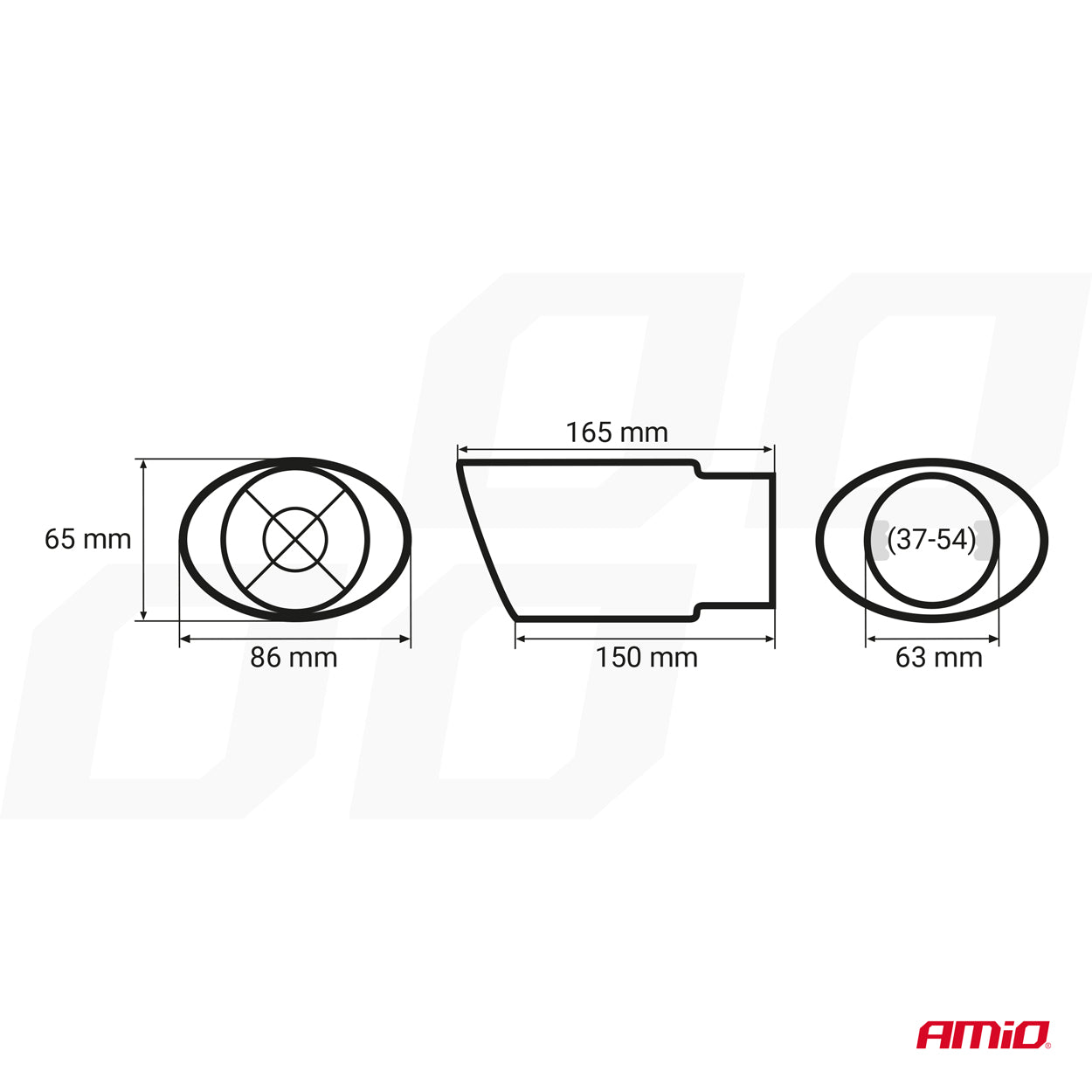 Forkromet udstødningsspids med 37-54 mm monteringsdiameter