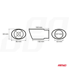 Forkromet udstødningsspids med 37-54 mm monteringsdiameter