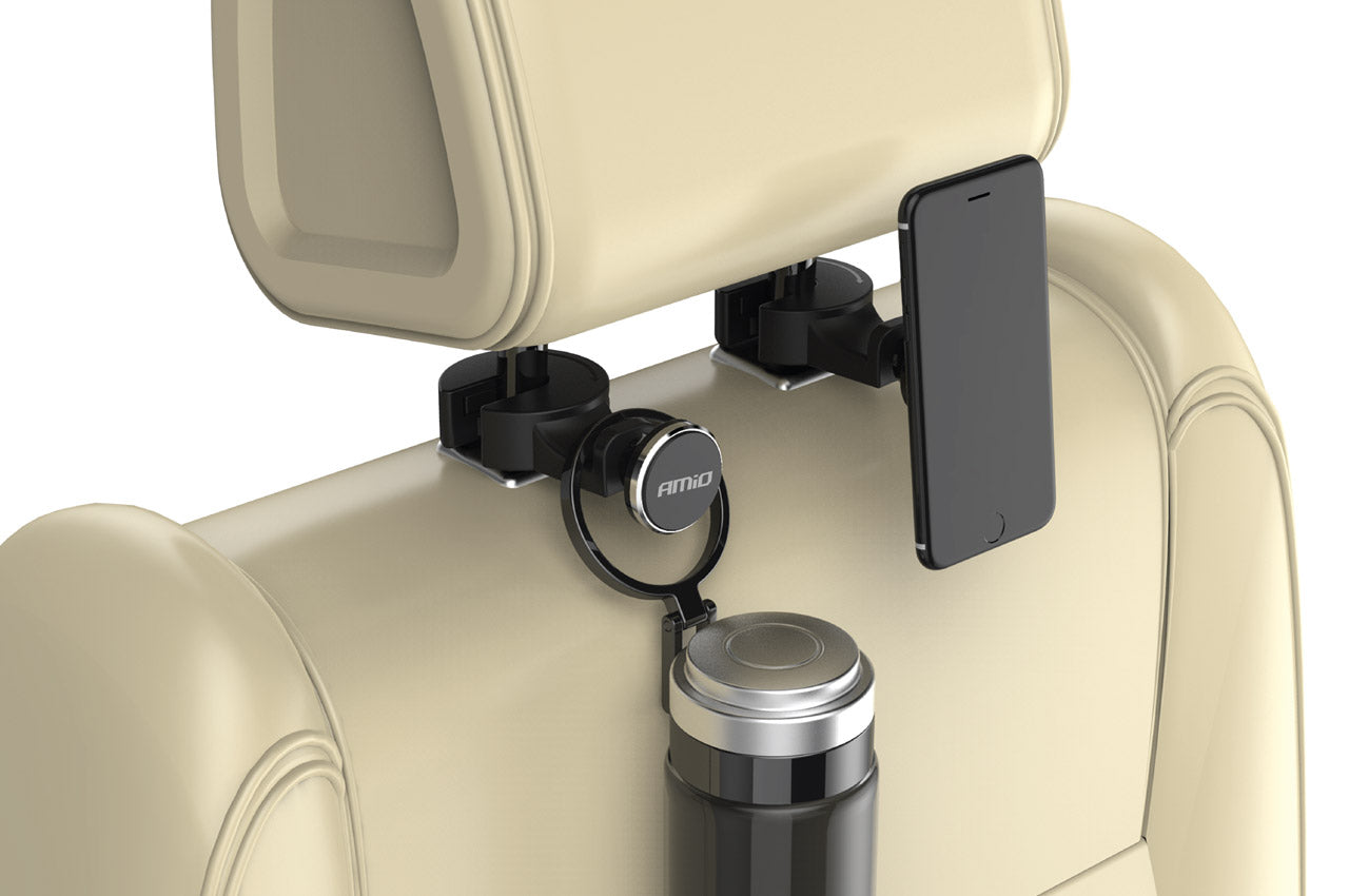 Support magnétique pour téléphone monté sur l’appuie-tête de la voiture