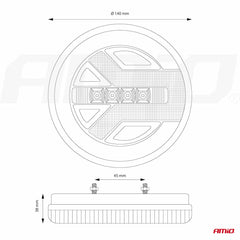 Feu arrière LED combiné de dimensions Ø140 x 38 mm