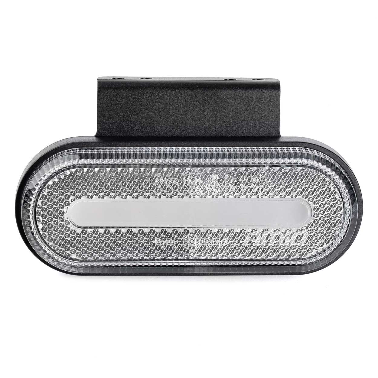 Oval hvid LED-markeringslygte set forfra