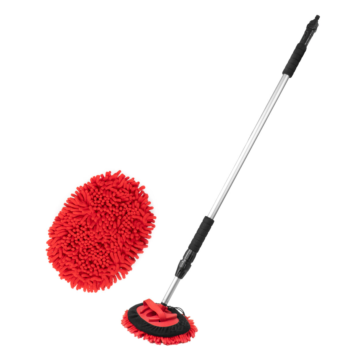 Brosse de lavage auto télescopique avec tête chenille et raccord d’eau
