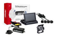 Parkeringsassistentsystem med 4,3 tommer display, kamera og fire sensorer