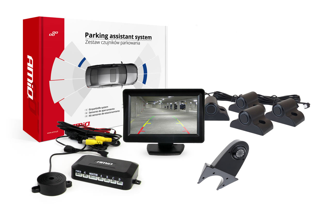 Parkeringsassistent med 4,3 tommer TFT-display, kamera og sensorer