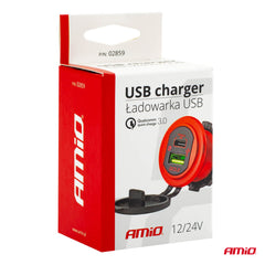 Chargeur USB étanche avec éclairage rouge