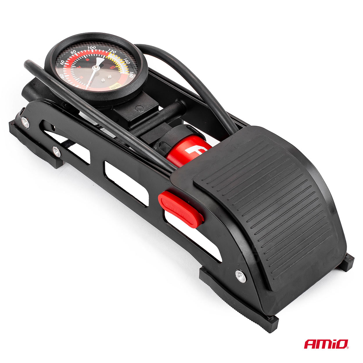 Fodpumpe med manometer set fra siden