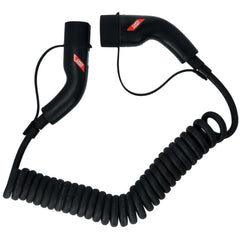 Câble de recharge spiralé Carpoint pour voiture électrique Type 2 vers Type 2, 32 A, triphasé, 6 mètres 