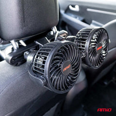 Ventilateur de voiture noir à fixer sur l’appuie-tête