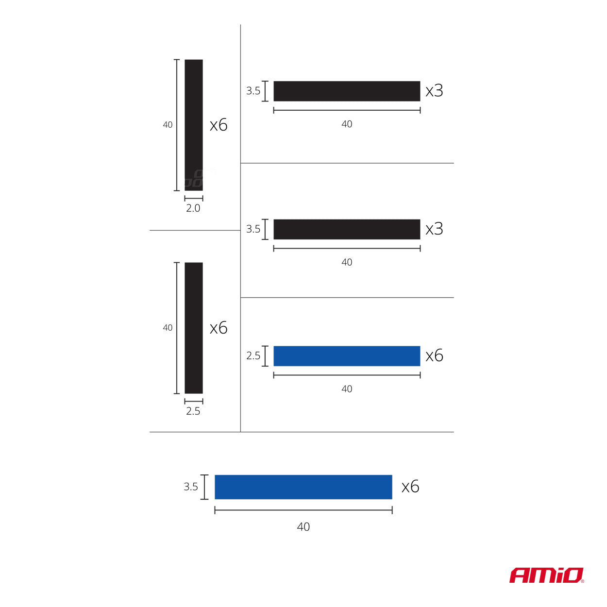Krympeslanger med dimensioner på 40 mm