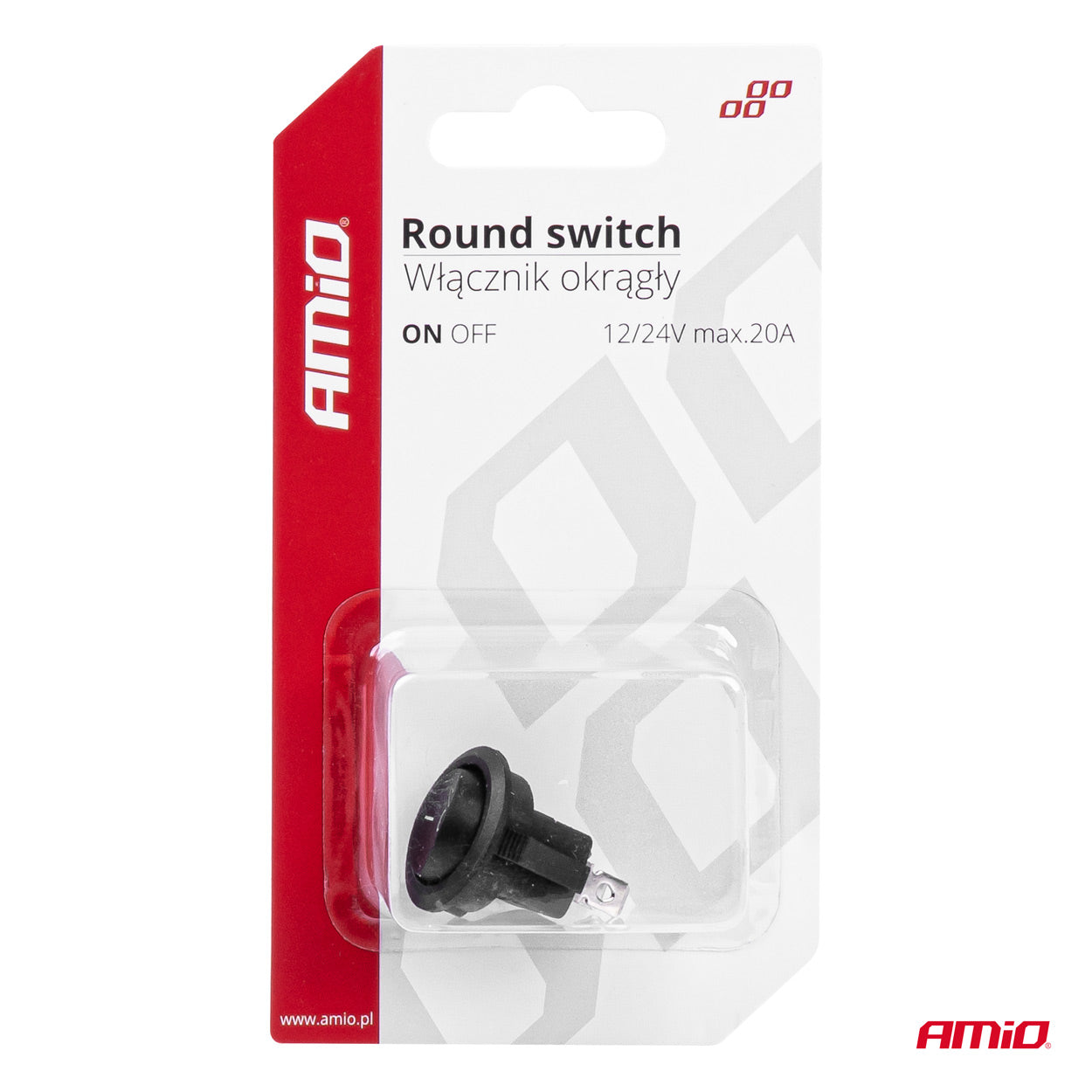 Rund ON/OFF-afbryder til 12 V DC
