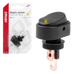 Contacteur elliptique noir avec éclairage jaune pour 12/24 V