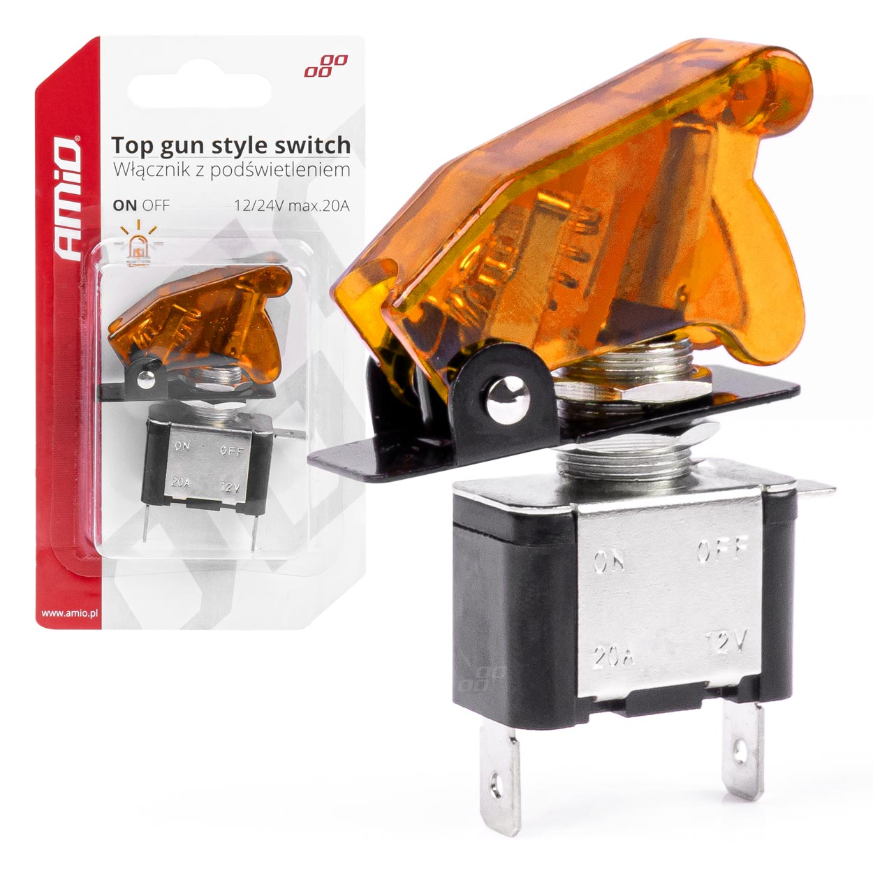 Interrupteur à bascule avec éclairage orange pour 12/24 V