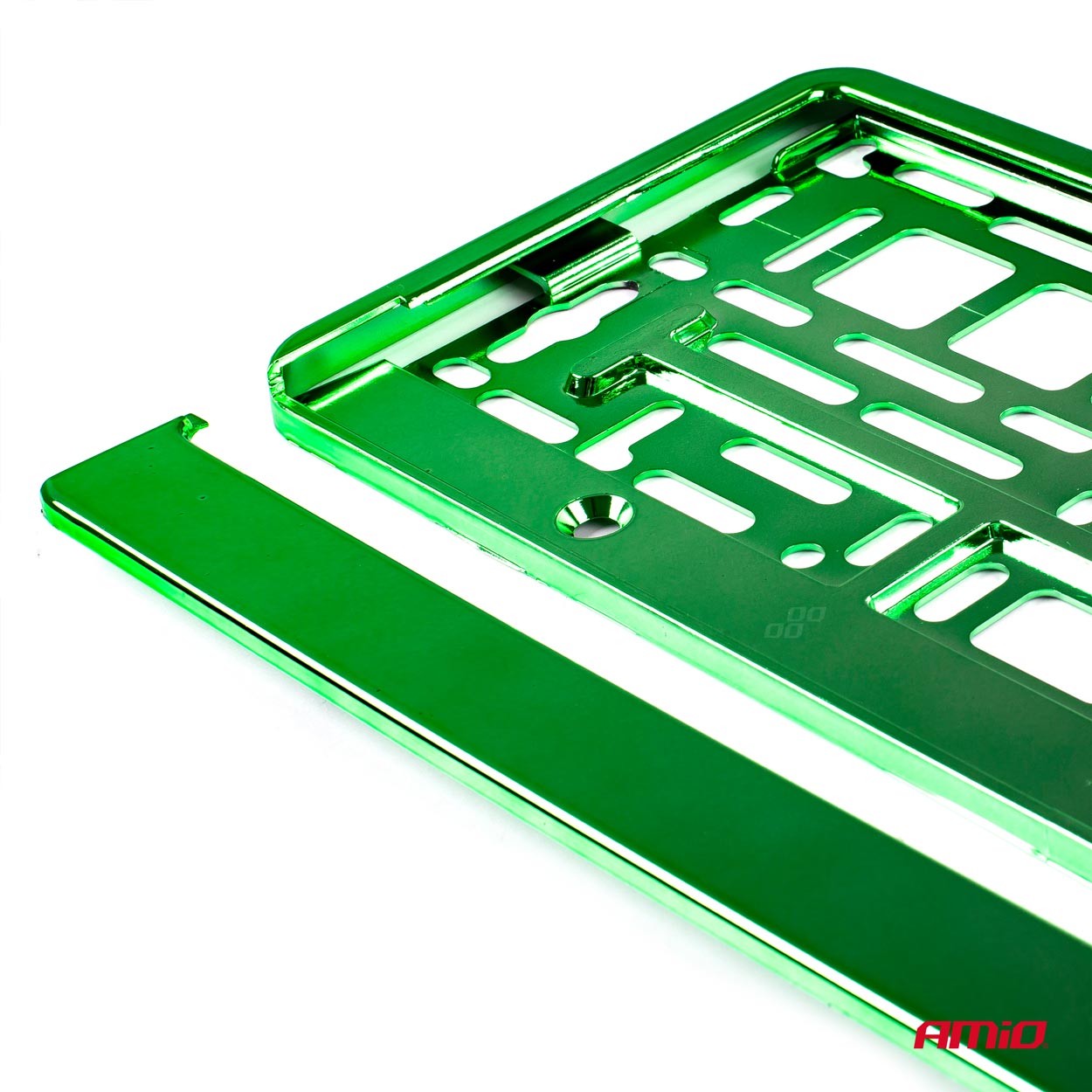Cadre de plaque d’immatriculation vert métallisé en plastique