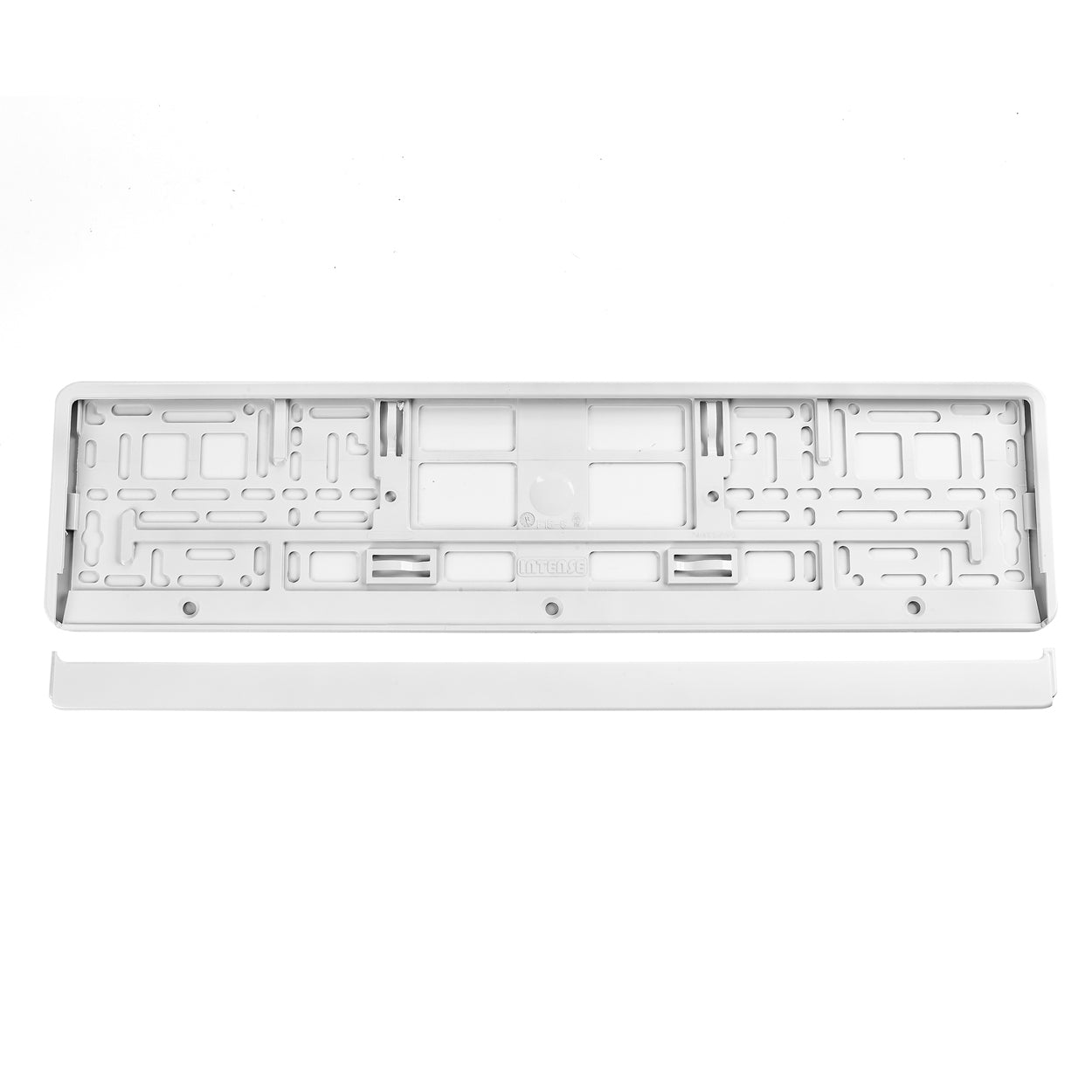 Cadre de plaque d’immatriculation blanc en plastique, vue de face