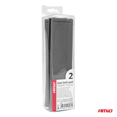 Coussins de ceinture de sécurité gris aux dimensions de 22 x 6 cm.