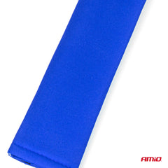 Coussin de ceinture de sécurité bleu avec fermeture Velcro.