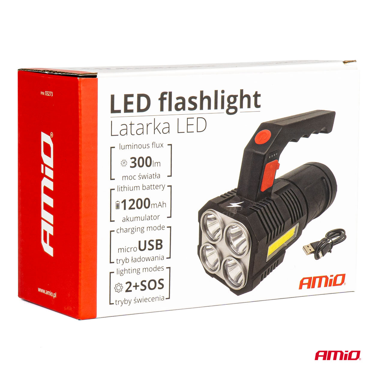 LED arbejdslommelygte WT17 med genopladeligt batteri