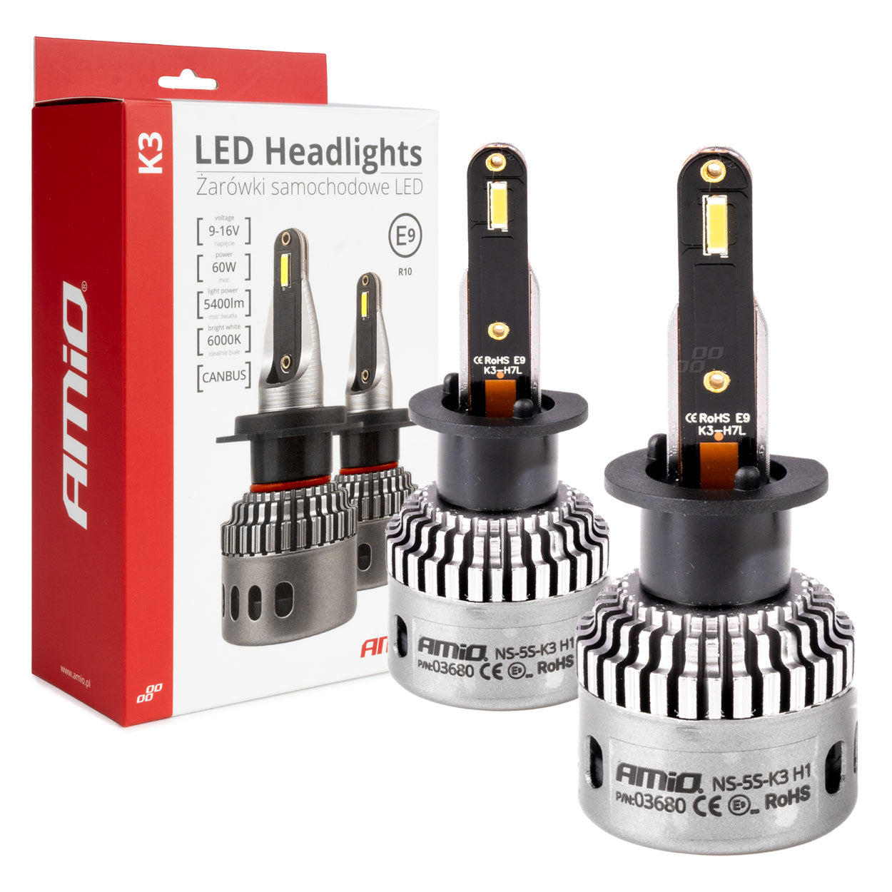 H1 LED-pærer med 6000 K og CANBUS, sæt med 2 stk.