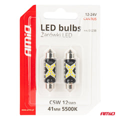 LED-pærer C5W Festoon med hvidt lys, 2 stk.