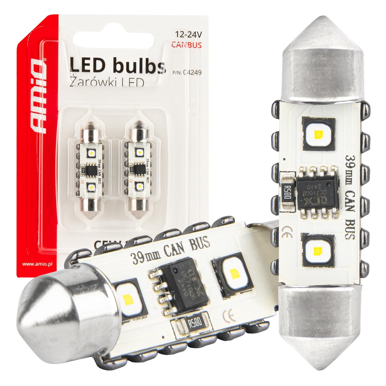 LED CANBUS-pærer C5W 39 mm med hvidt lys