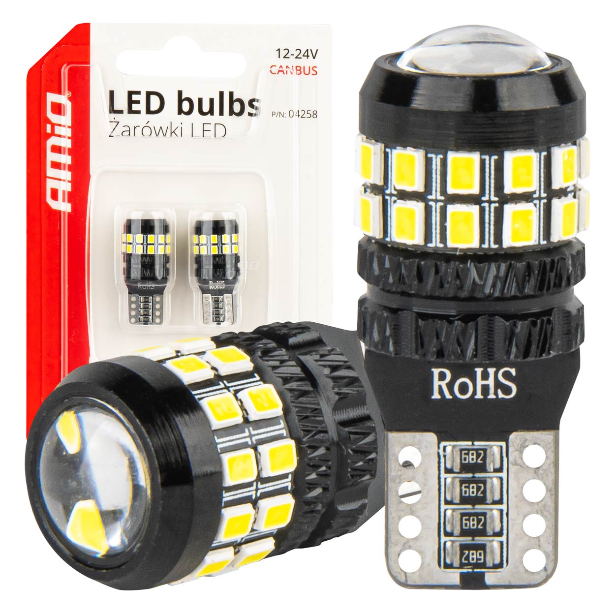 LED-pærer T10 W5W med 27 SMD-dioder og CANBUS-modul