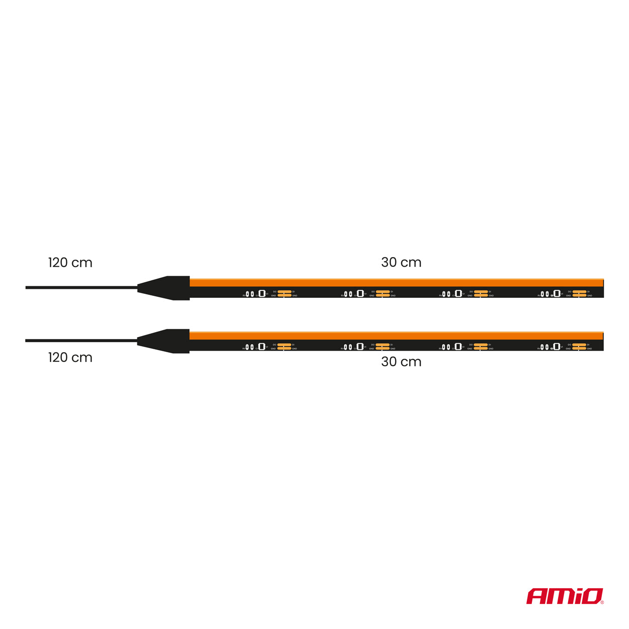 LED-sidestrips med orange lys og 12 V DC